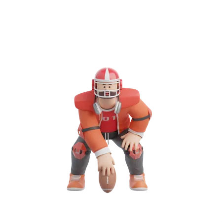Mann Spielt American Football 3D Illustration