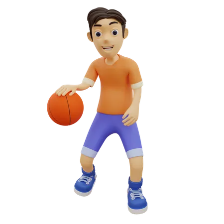 Mann spielt Basketball  3D Illustration