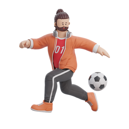 Mann spielt Fußball  3D Illustration