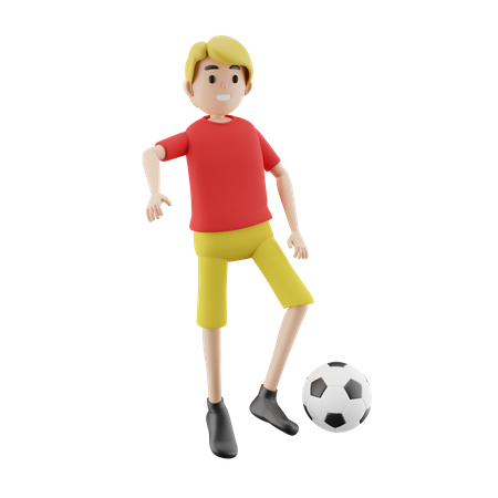 Mann spielt Fußball  3D Illustration