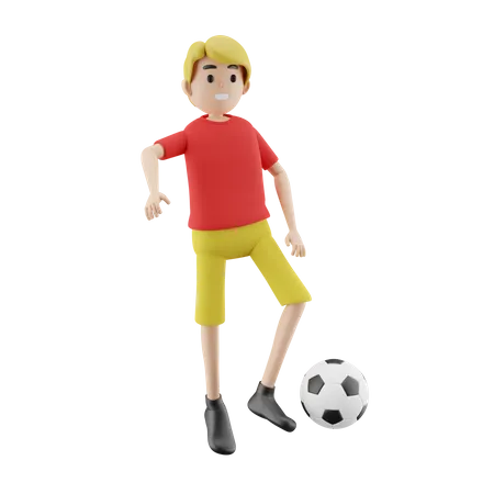 Mann spielt Fußball  3D Illustration