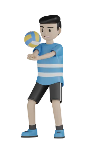 Mann spielt Volleyball  3D Illustration