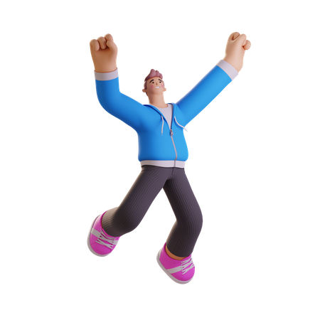 Mann springt vor Freude  3D Illustration