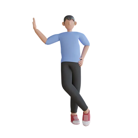 Mann steht in schlanker Pose  3D Illustration