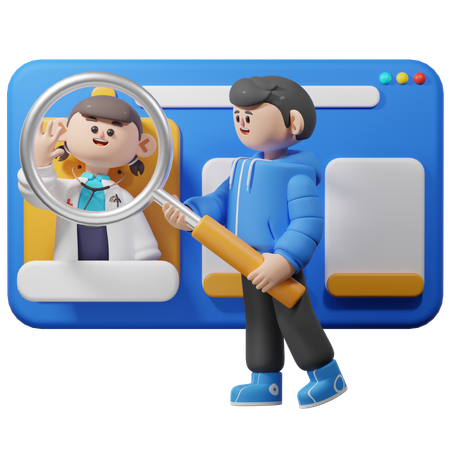 Mann sucht Arzt online  3D Icon