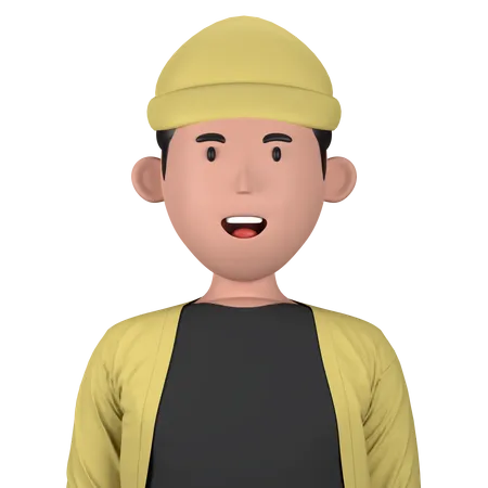 Mann mit Beanie-Mütze und Pullover  3D Icon