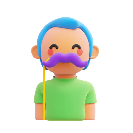 Mann mit Schnurrbartmaske  3D Icon