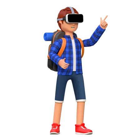 Mann mit Virtual-Reality-Headset  3D Illustration