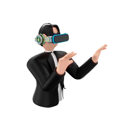 Mann mit VR-Brille  3D Illustration