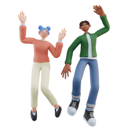 Mann und Frau feiern  3D Illustration