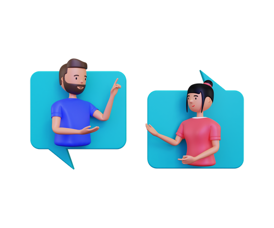 Mann und Frau kommunizieren miteinander  3D Illustration