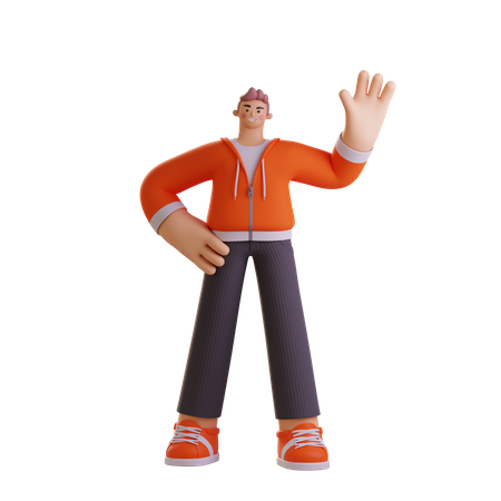 Mann winkende Hand  3D Illustration