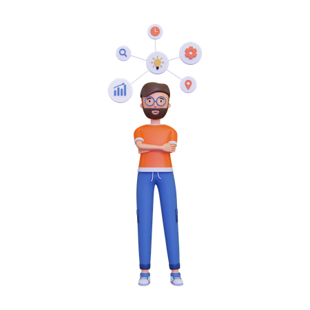 Mann zeigt die Mindmap  3D Illustration