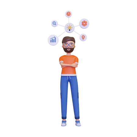 Mann zeigt die Mindmap  3D Illustration