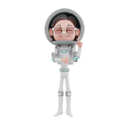 Männlicher Astronaut zeigt mit einem Finger  3D Illustration