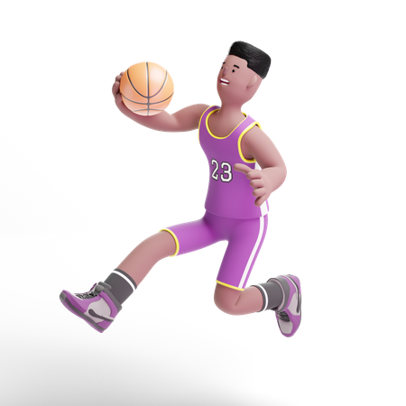 Männlicher Basketballspieler beim Spielen  3D Illustration