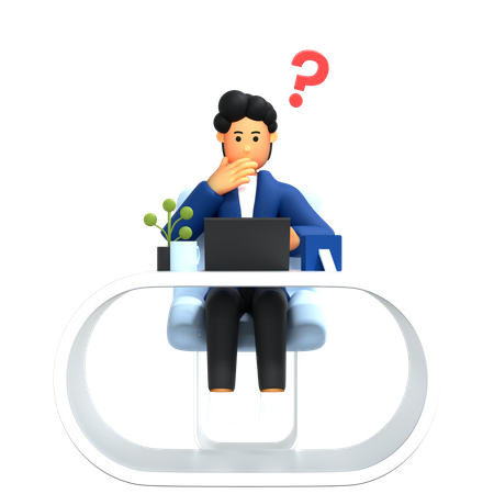 Männlicher Charakter, der mit Laptop arbeitet  3D Icon