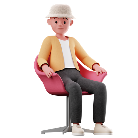 Männlicher Charakter mit sitzender Pose  3D Illustration