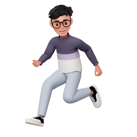 Männlicher Charakter mit laufender Pose  3D Illustration