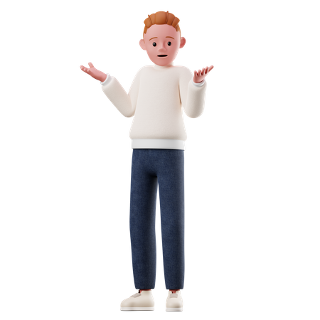 Männlicher Charakter mit verwirrter Pose  3D Illustration