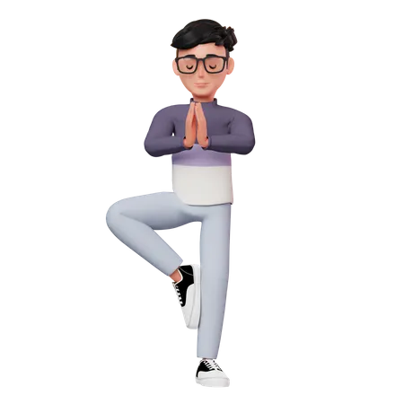 Männlicher Charakter Yogapose  3D Illustration