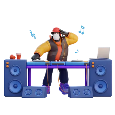 Mann Der DJ 3 D Charakter 3D Illustration