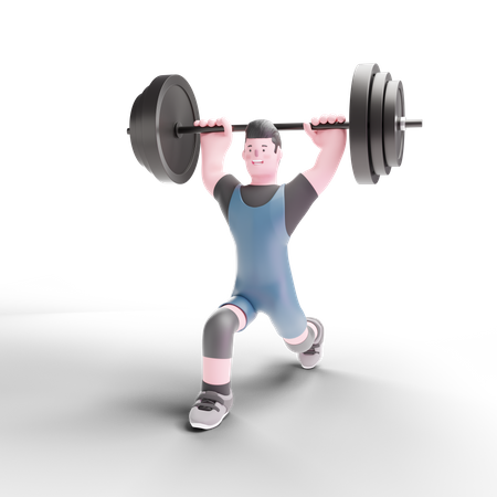 Männlicher Gewichtheber beim Gewichtheben  3D Illustration