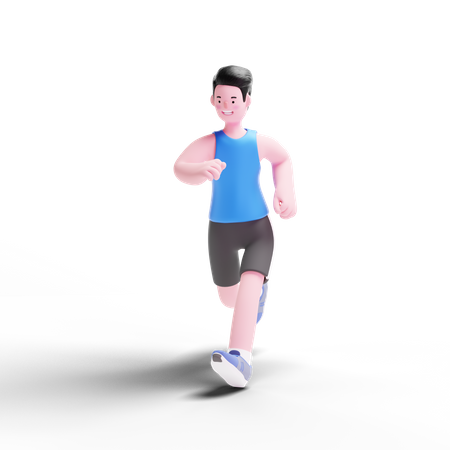 Männlicher Läufer beim Training für ein Spiel  3D Illustration