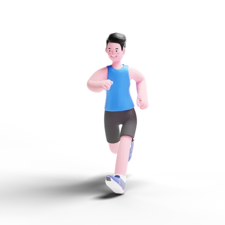Männlicher Läufer beim Training für ein Spiel  3D Illustration