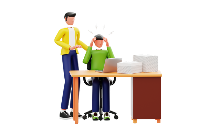 Männlicher Mitarbeiter erleidet Panikattacke im Büro  3D Icon