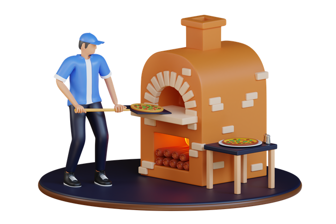 Männlicher Pizzabäcker  3D Icon