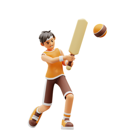 Männlicher Spieler, der Cricket spielt  3D Illustration