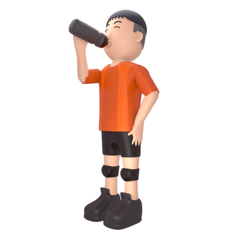 Männlicher Sportler trinkt Energydrink  3D Illustration