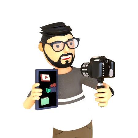 Männlicher Vlogger  3D Illustration
