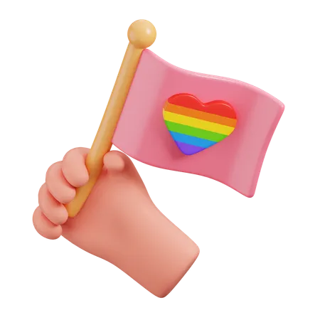 Bandera LGBT de mano  3D Icon