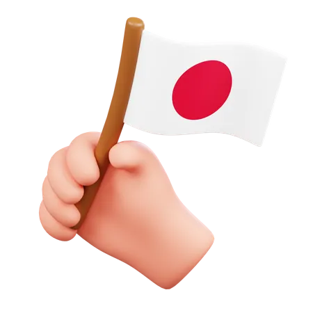 Mano con bandera de Japón  3D Icon