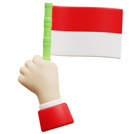 Mano con bandera de indonesia  3D Icon