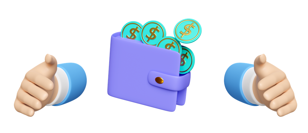 Mano con billetera  3D Icon