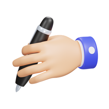 Mano con pluma  3D Icon