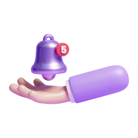 Mano con campana de notificación  3D Icon