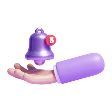 Mano con campana de notificación  3D Icon