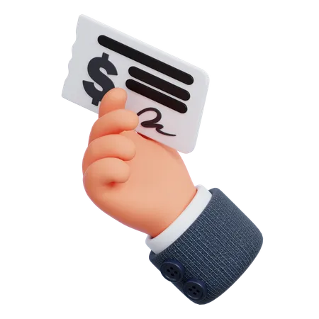 Mano con cheque  3D Icon