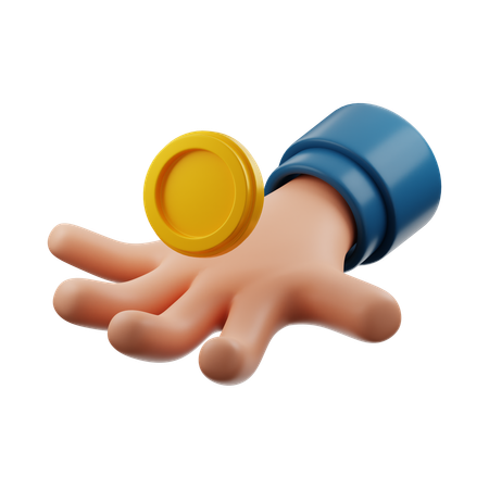 Mano con moneda  3D Icon