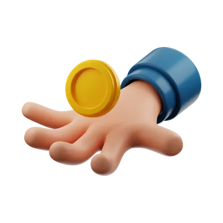 Mano con moneda  3D Icon