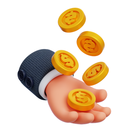 Mano con monedas  3D Icon