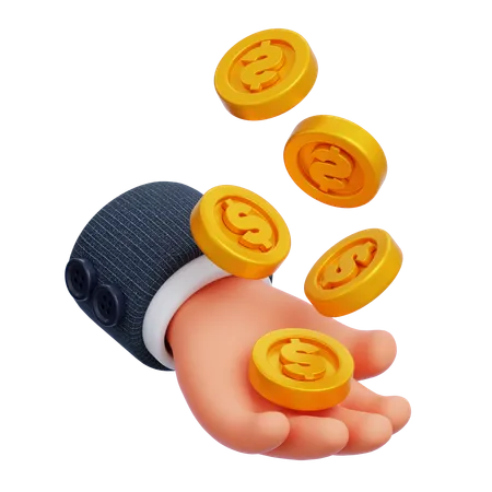 Mano con monedas  3D Icon