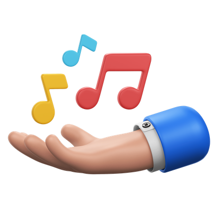 Mano con notas musicales  3D Icon