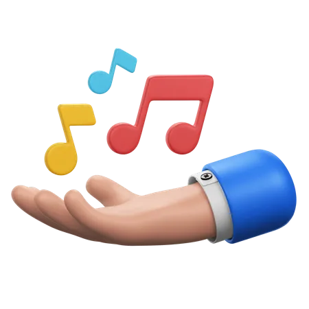 Mano con notas musicales  3D Icon