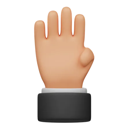 Mano de cuatro dedos  3D Icon