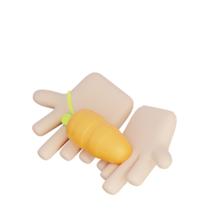 Mano del granjero de zanahorias  3D Illustration